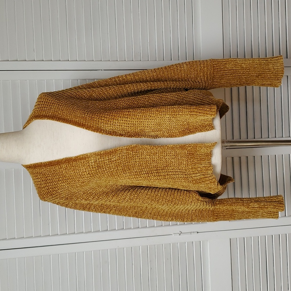 Derek Heart Gold Open Front Asmetrical Cardigan Size L
